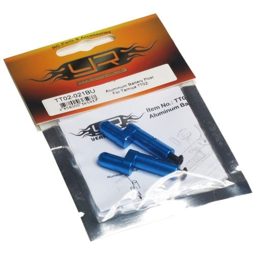 Blue alloy battery posts for Tamiya TT-02 TT02 1:10 RC car.