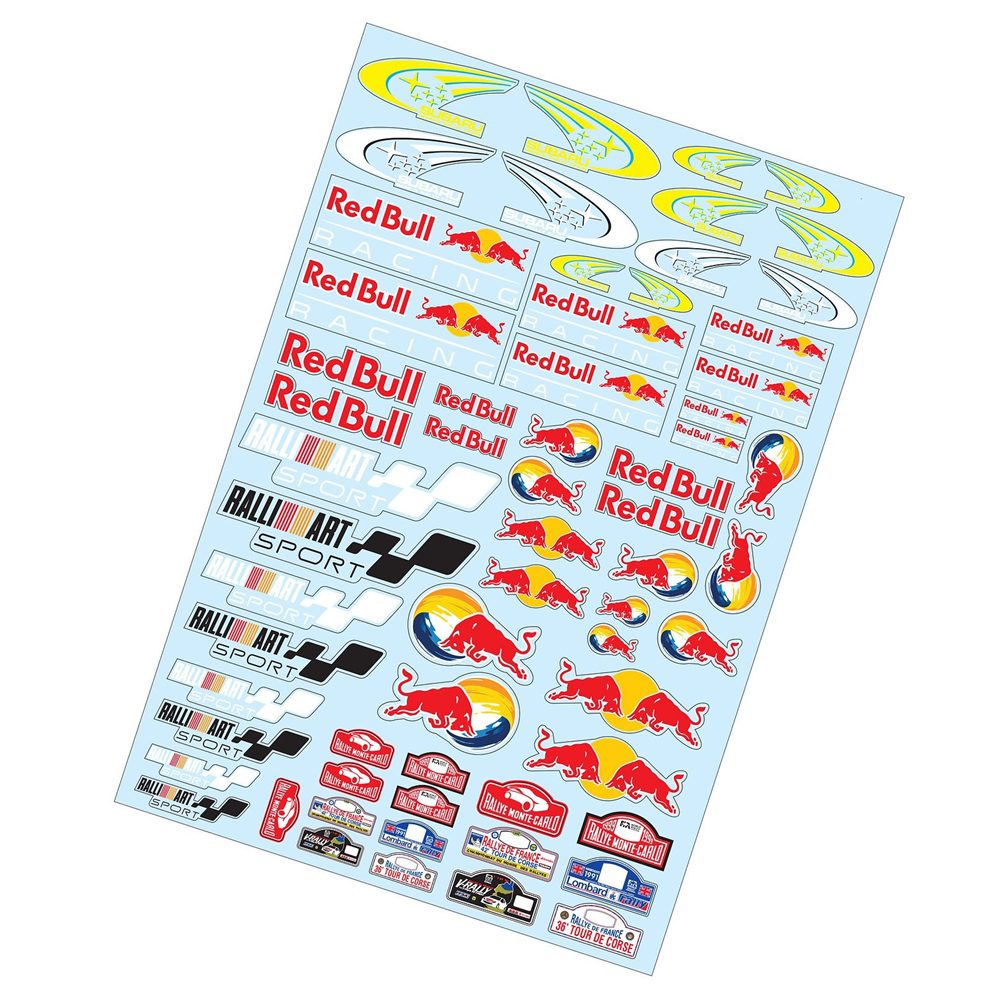 rallyart + others logo sticker sheet a4 for 1:10 rc vehicle