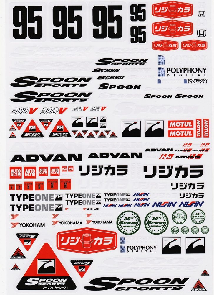 spoon, advan & others logo sticker sheet a4 for 1:10 rc vehicle suit drift etc