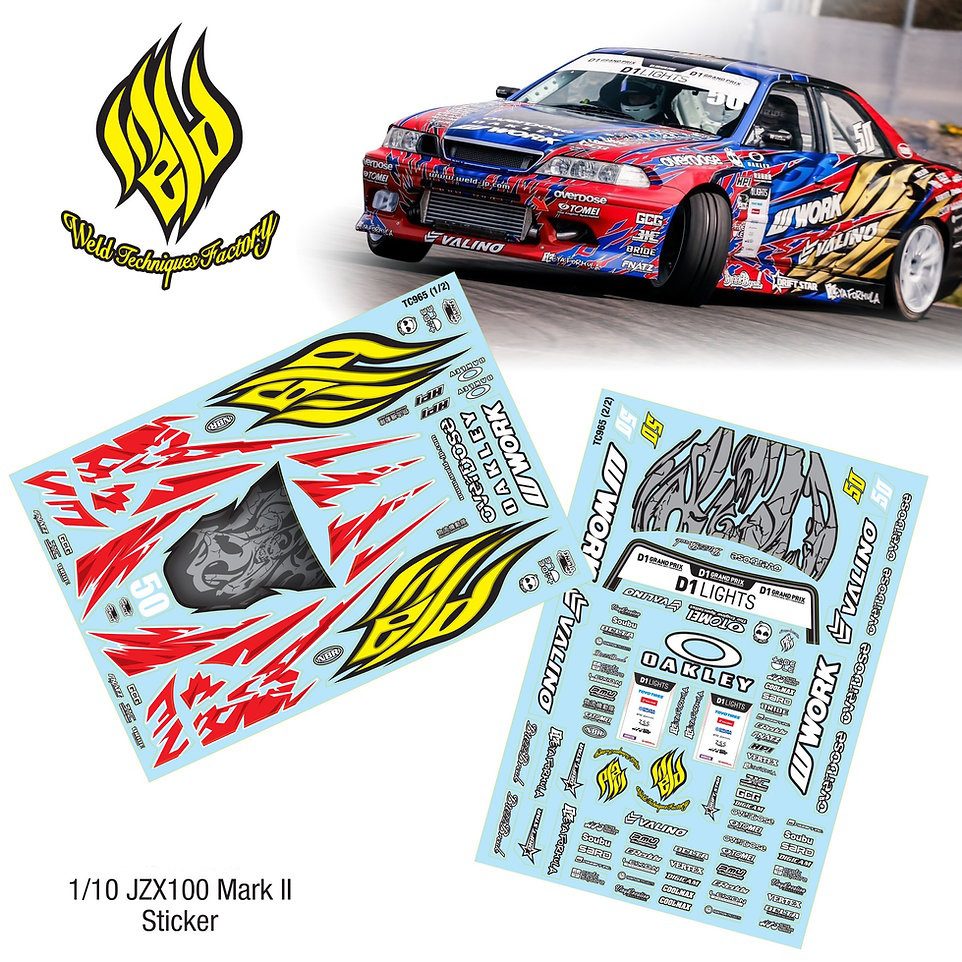 sticker set for toyota jzx100 mk2 chaser 1:10th scale rc drift car.